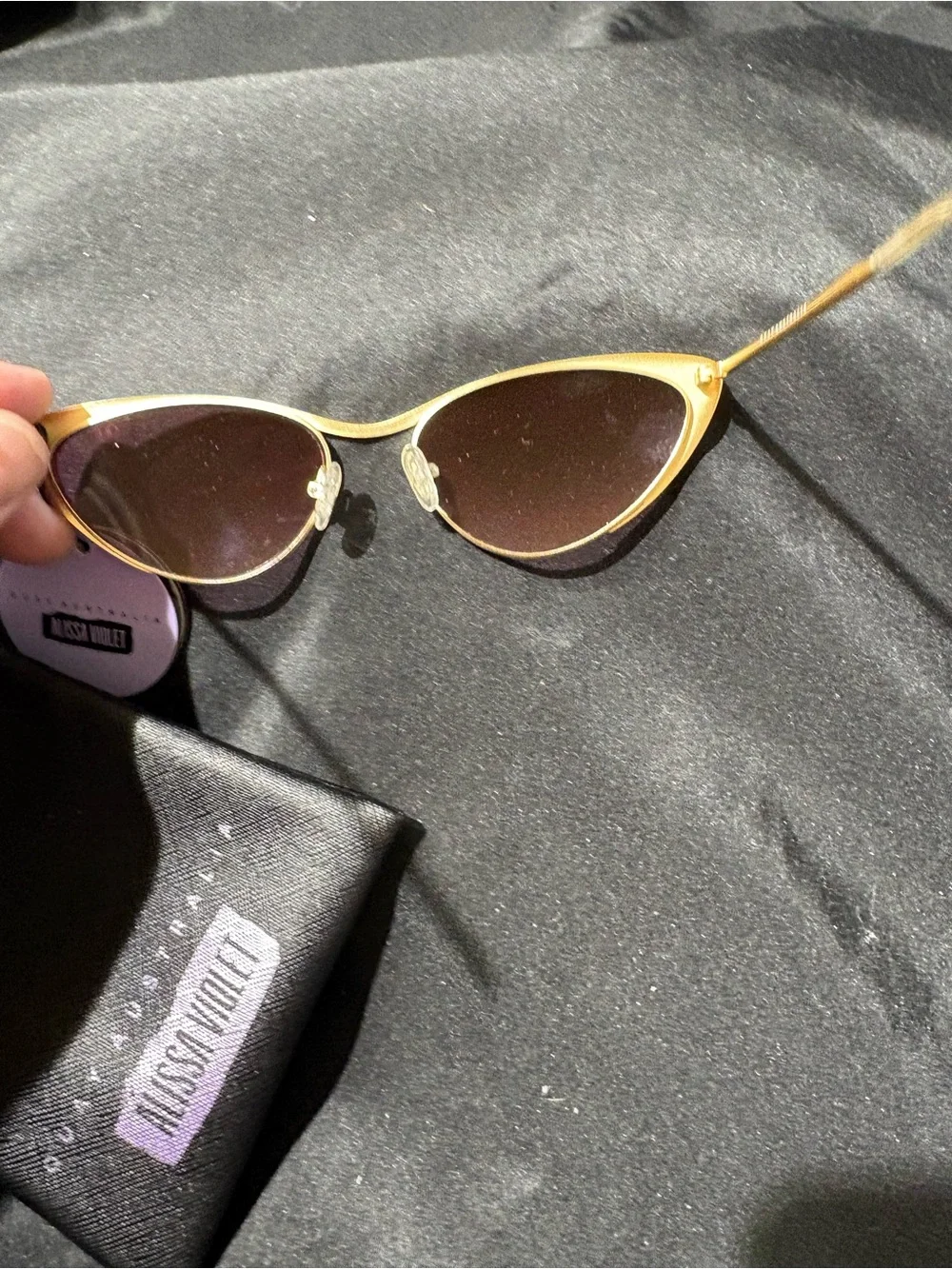 Quay Australia Cat-Eye Sunglasses - Gold Frame, Violet Lenses